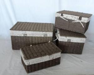 Home Storage Hot Sell Twisted Paper Rope Woven Over Metal Frame Baskets With Lid S/4