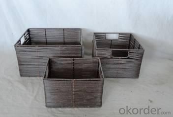 Home Storage Hot Sell Pe Rattan Woven Over Metal Frame Baskets S/3 System 1