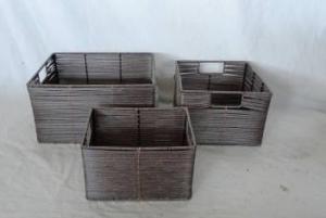 Home Storage Hot Sell Pe Rattan Woven Over Metal Frame Baskets S/3 System 1