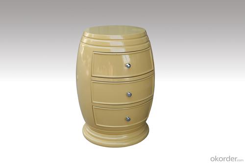 Home Furniture Classical Cream-colored Silver Foil PU High Gloss Three Round Drawer Chest MDF And Birch Solid System 1