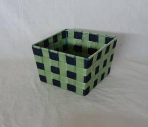 Home Storage Willow Basket Nylon Strap Woven Over Metal Frame Green And Black Basket