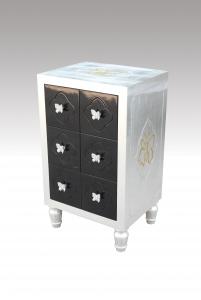 Home Furniture Classical 6 Drawer Cabinet With Butterfly Handle Silver Foil PU Black Lacquer MDF And Birch Solid