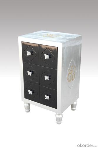 Home Furniture Classical 6 Drawer Cabinet With Butterfly Handle Silver Foil PU Black Lacquer MDF And Birch Solid System 1