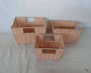 Home Storage Hot Sell Pp Tube Woven Over Metal Frame Light Color Baskets S/3