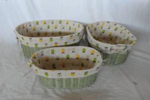 Home Storage Hot Sell Stained Maize Woven Over Metal Frame Baskets With Liner S/3