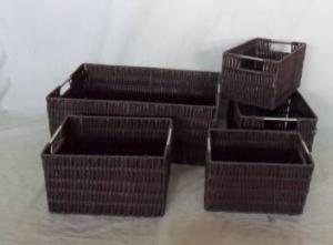 Home Storage Willow Basket Pp Tube Woven Over Metal Frame Baskets With Stainless Handle S/5 System 1