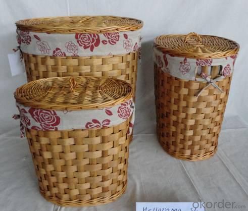 Home Storage Laundry Basket Stained Woodchip Laundry Basket With Liner S/3 System 1