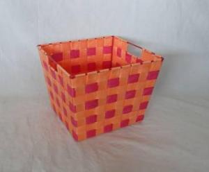 Home Storage Willow Basket Nylon Strap Woven Over Metal Frame Orange And Red Basket