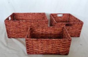 Home Storage Willow Basket Stained Maize Woven Over Metal Frame Baskets S/3