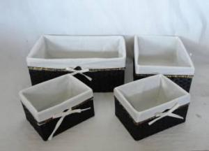Home Storage Hot Sell Flat Paper Woven Over Metal Frame Baskets With Liner S/4 System 1