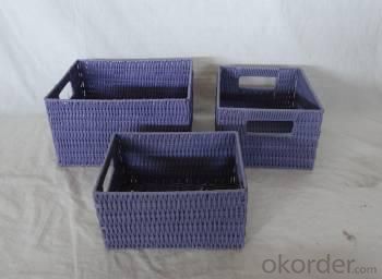 Home Storage Hot Sell Pp Tube Woven Over Metal Frame Rectangle Shape Baskets S/3