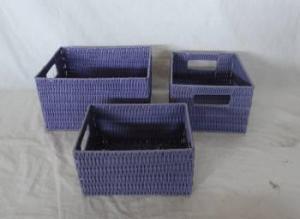 Home Storage Hot Sell Pp Tube Woven Over Metal Frame Rectangle Shape Baskets S/3 System 1