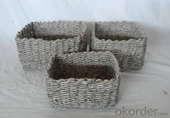 Home Storage Hot Sell Soft Woven Washed-Grey Maize Baskets S/3 System 1