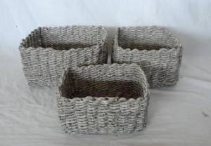 Home Storage Hot Sell Soft Woven Washed-Grey Maize Baskets S/3 System 1