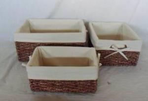Home Storage Willow Basket Stained Maize Braid Woven Over Metal Frame Baskets With Liner S/3 System 1
