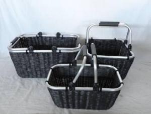 Home Storage Hot Sell Pp Tube Woven Over Metal Frame Baskets With Aluminium Sway Handles S/3 System 1
