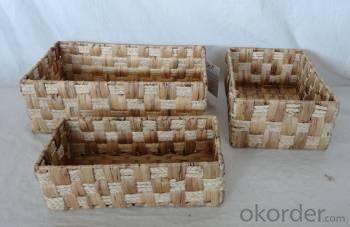 Home Storage Hot Sell Natural Waterhyacinth And Maize Braid Woven Over Metal Frame  Squal Baskets S/3 System 1