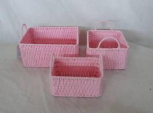 Home Storage Hot Sell Twisted Paper Woven Over Metal Frame Baskets S/3 System 1