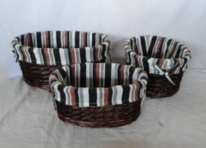 Home Storage Willow Basket Mixed Willow And Woodchip Baskets With Liner S/3 System 1