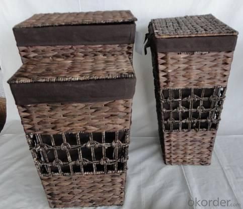 Home Storage Laundry Basket Stained Maize And Waterhyacinth Dark Brown Laundry Baskets With Liner S/3 System 1