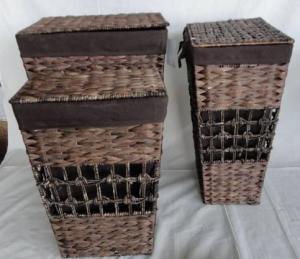 Home Storage Laundry Basket Stained Maize And Waterhyacinth Dark Brown Laundry Baskets With Liner S/3 System 1