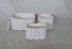Home Storage Hot Sell Soft Woven Paper Rope White Painted Box S/3