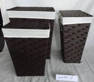 Home Storage Laundry Basket Flat Paper Woven Around Metal Frame Laundry Baskets With Liner S/3 System 1