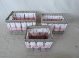 Home Storage Hot Sell Twsited Paper Woven Over Metal Frame Gradient Colors Baskets S/3 System 1