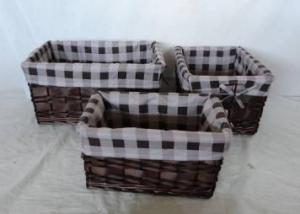 Home Storage Willow Basket Mixed Willow And Woodchip Dark Color Baskets With Liner S/3 System 1