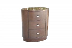 Home Furniture Classical Brown PU High Gloss Three Round Drawer Chest MDF And Birch Solid System 1