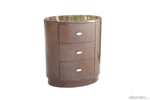 Home Furniture Classical Brown PU High Gloss Three Round Drawer Chest MDF And Birch Solid System 1