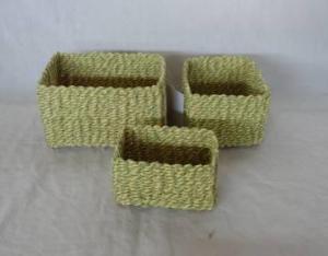 Home Storage Hot Sell Soft Woven  Paper Rope Light Green Box S/3
