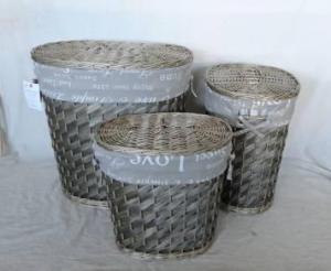 Home Storage Hot Sell Washed-Grey Woodchip Laundry Baskets With Liner S/3 System 1