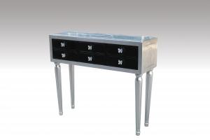 Home Furniture Classical Console With Butterfly Handle Silver Foil PU Black Lacquer MDF And Birch Solid