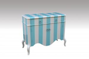 Home Furniture Classical Blue And White PU High Gloss Drawer Chest System 1