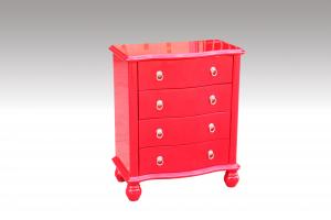 Home Furniture Classical Red PU High Gloss Four Drawer Chest MDF And Birch Solid System 1