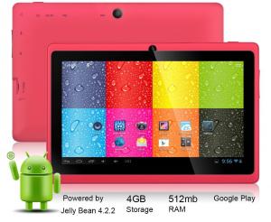Android 4.2 7 Inch Capacitive Touch Screen Tablet PC With Dual Core ATM7021 1.3GHz 4GB WiFi Dual Camera Pink System 1