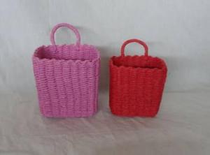Home Storage Hot Sell Soft Woven Paper Rope Pink And Red Box S/2