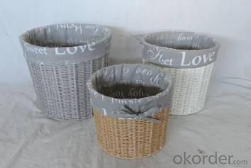 Home Storage Willow Basket Paper Twisted Woven Over Metal Frame Three Color Baskets With Liner S/3