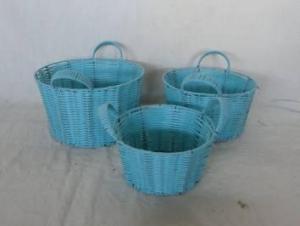 Home Storage Willow Basket Pp Tube Woven Over Metal Frame Baskets S/3 System 1