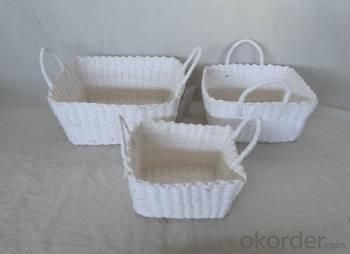 Home Storage Hot Sell Soft Woven  Paper Rope White Box With Handle S/3