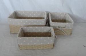 Home Storage Hot Sell Flat Paper Woven Over Metal Frame With Liner Light Color Baskets S/3 System 1