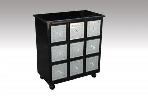 Home Furniture Classical Black PU High Gloss Nine Drawer Chest MDF And Birch Solid