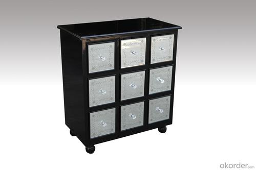 Home Furniture Classical Black PU High Gloss Nine Drawer Chest MDF And Birch Solid System 1