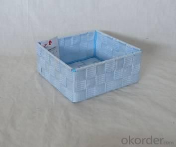 Home Storage Willow Basket Nylon Strap Woven Over Metal Frame Light Blue Basket System 1