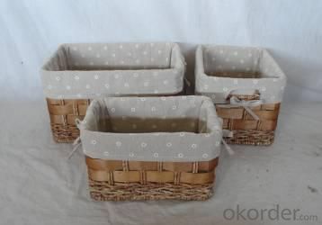 Home Storage Willow Basket Stained Maize And Woodchip Woven Over Metal Frame Baskets With Liner S/3 System 1