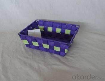 Home Storage Willow Basket Nylon Strap Woven Over Metal Frame Blue And Green Basket System 1