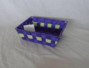 Home Storage Willow Basket Nylon Strap Woven Over Metal Frame Blue And Green Basket