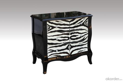 Home Furniture Classical Zebra Pattern Drawer Chest PU High Gloss MDF And Birch Solid System 1