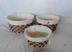 Home Storage Willow Basket Paper Twisted Woven Over Metal Frame Oval Baskets With Liner S/3